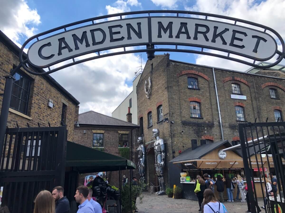 The entrance to camden market in london.