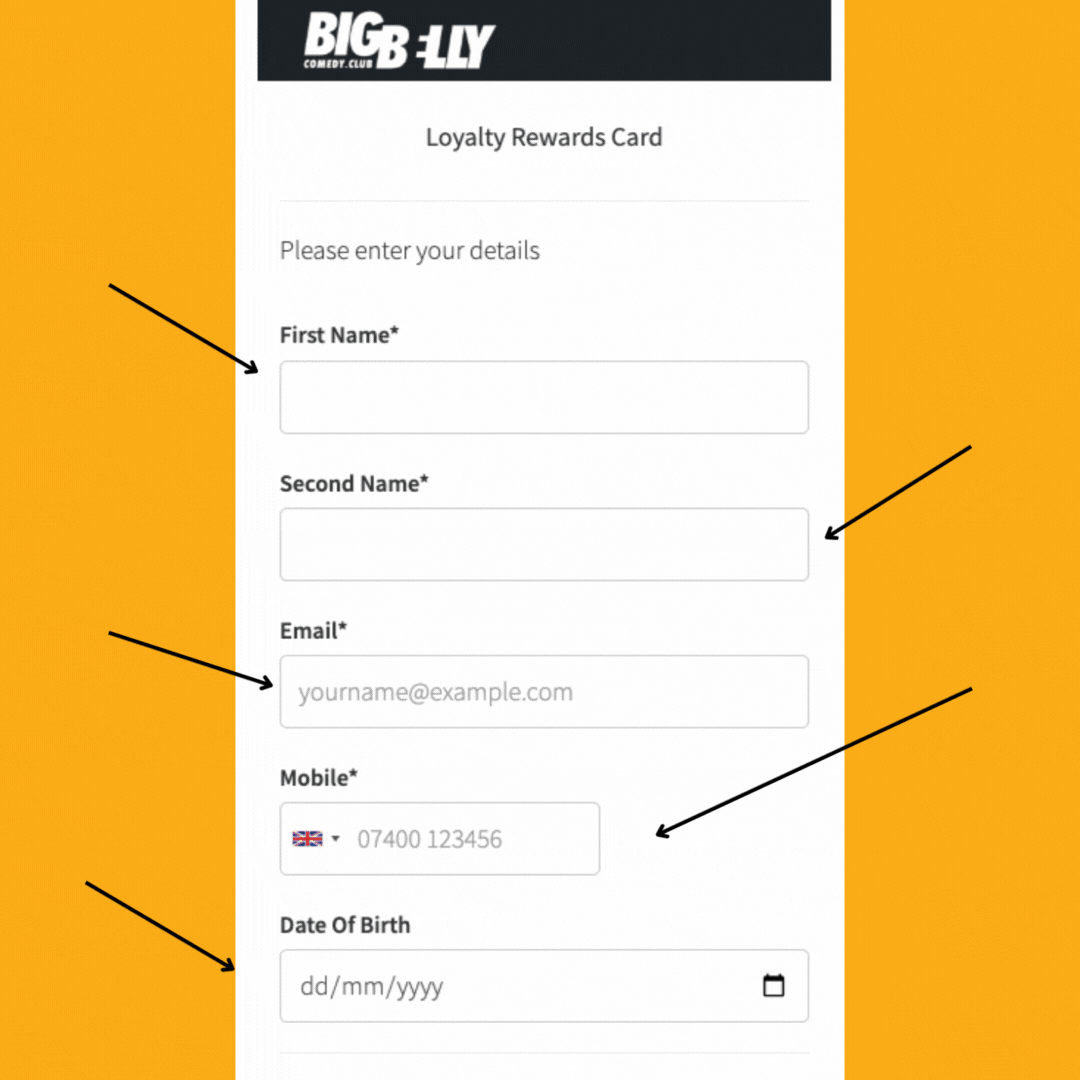 Bigfly loyalty card sign up.