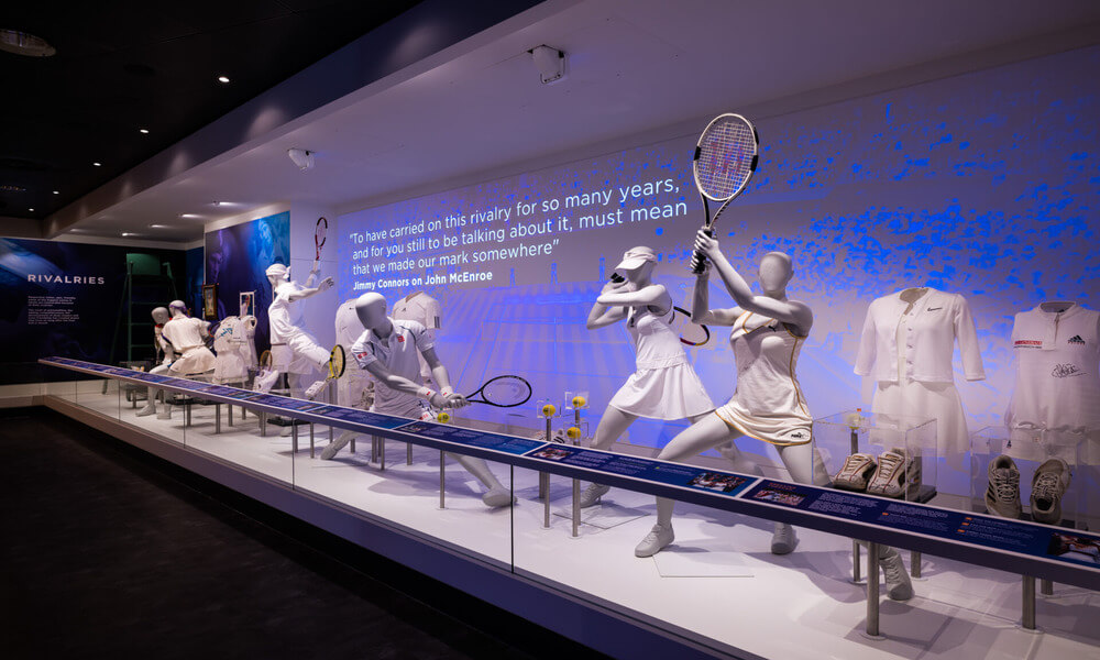 A display of tennis mannequins on display.