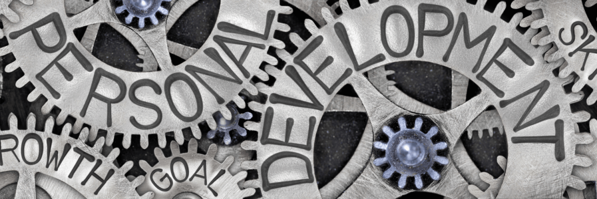A group of gears with the words personal development.